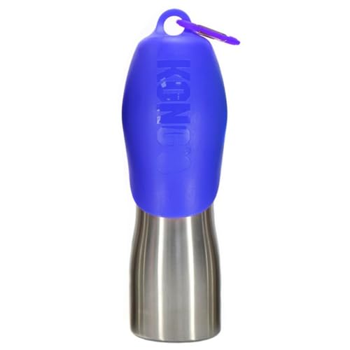 KONG H2O Wasserflasche und Futternapf für Hunde, Edelstahl, 750 ml, Blau von KONG