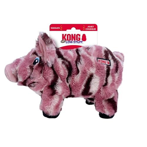 KONG Low Stuff Stripes Plüsch-Hundespielzeug für alle Hunderassen (Schweine) von KONG