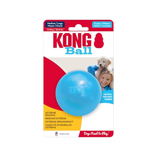 KONG Puppy Ball mit Loch - Weiches & Strapazierfähiges Hundespielzeug aus Naturkautschuk für Zahnende Welpen - Für Mittelgroße/Große Welpen von KONG