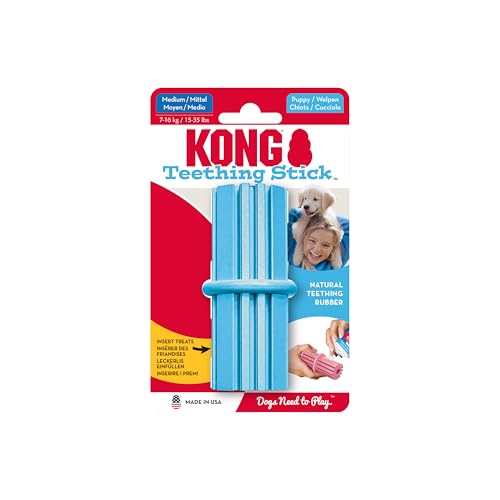 KONG Puppy Teething Stick - Naturkautschuk-Kauspielzeug - Befüllbarer Weicher Stab für Heranwachsende Welpen - Zahnreinigendes Hundespielzeug - Für Mittelgroße Welpen von KONG