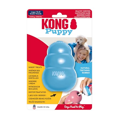 KONG – Puppy Toy Naturkautschuk zur Zahnungshilfe – Kauen, Jagen, Apportieren (Farbvar.) – Für Große Welpen von KONG