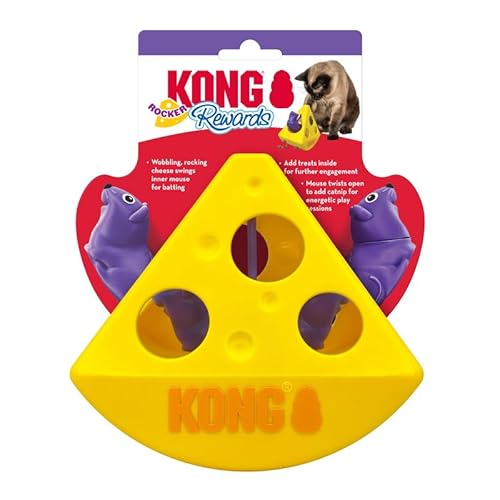 KONG Rewards Rocker - Wedge of Cheese - Interaktives Puzzle Katzenminze/Leckerli-Spender Spielzeug von KONG