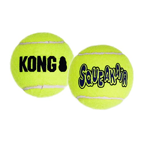 KONG – Squeakair Balls – Premium-Hundespielzeug, Quietschende Tennisbälle, Zahnschonend – Für Große Hunde (2er– Pack) von KONG