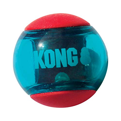 KONG – Squeezz Action Ball, Rot – Interaktives, Quietschendes Apportierspielzeug mit Mehrfachen Texturen – Für Große Hunde… von KONG