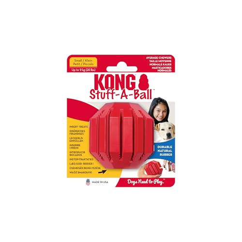 KONG Stuff-A-Ball - Langlebiges Kauspielzeug aus Gummi für Hunde - Für Zahngesundheit & Zahnreinigung - Befüllbares Spielzeug für Leckerlis & Snacks - Für Kleine Hunde von KONG