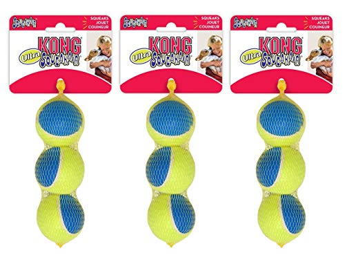 KONG Ultra Quietschball für Hunde, Größe M, 3 Stück, 6,3 cm Durchmesser, 3 Stück von KONG