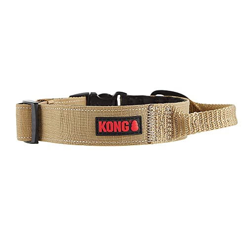 KONG Ultra-strapazierfähiges, gepolstertes Hundehalsband mit Komfortgriff, Größe M, Hellbraun von KONG