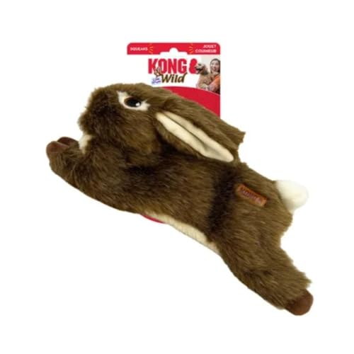 KONG Wild Low Stuff Creatures mit minimaler Füllung für Hunde (Kaninchen) von KONG