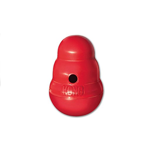 Kong Wobbler Hundespielzeug, Leckerlis und Futterspender, Rot, Größe S (2er-Pack) von KONG