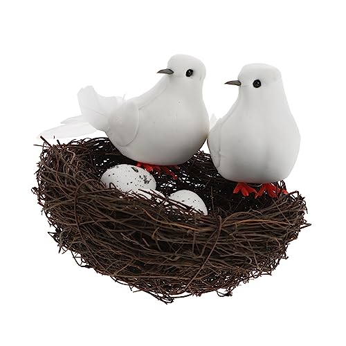 KONTONTY 1 Satz Weiße Tauben Modell Ei-Ornament Outdoor-Dekore ostervögel Dekorationen weihnachtsbaumdeko weihnachtbaumsdeko Vogelnest Foto Requisiten künstlicher Nestschmuck Schaum von KONTONTY