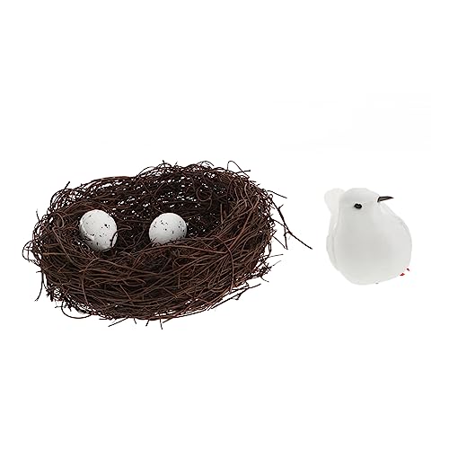 KONTONTY 1 Satz Weiße Tauben Modell Osterei-Nest Schaumnest Osterkörbchenfüller Baum-Vogel-Dekorationen weihnachtsbaumdeko weihnachtbaumsdeko künstliche Weihnachtsnester Vogelnestschmuck von KONTONTY