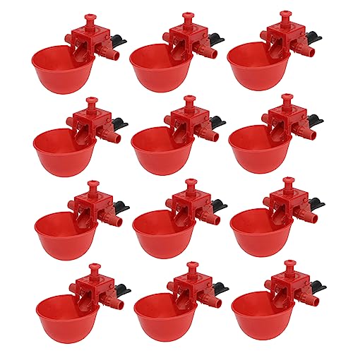 KONTONTY 12pcs Abs Kunststoff Huhn Trinken Schüssel Automatische Vogel Waterer Taube Huhn Wasser Rot von KONTONTY