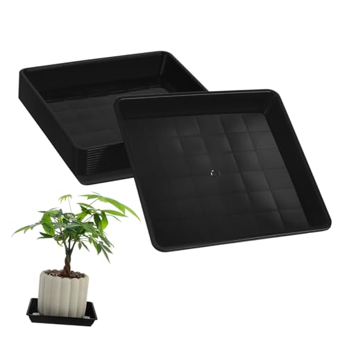 KONTONTY Blumentopf-tabletts 12 Stück Quadratische Form Blumenbecken-tabletts Lichtecht Schwarz Für Den Innengarten von KONTONTY