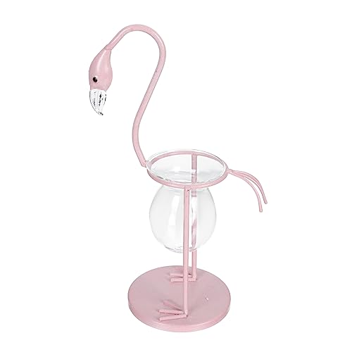 KONTONTY 1Stk hydroponische Vase bürodeko büro Dekoration Living Room Decoration Flower vase blumenvasen Anlage Sukkulenten Praktische Vasendekoration mit Flamingos Pflanzenvase Glas Rosa von KONTONTY