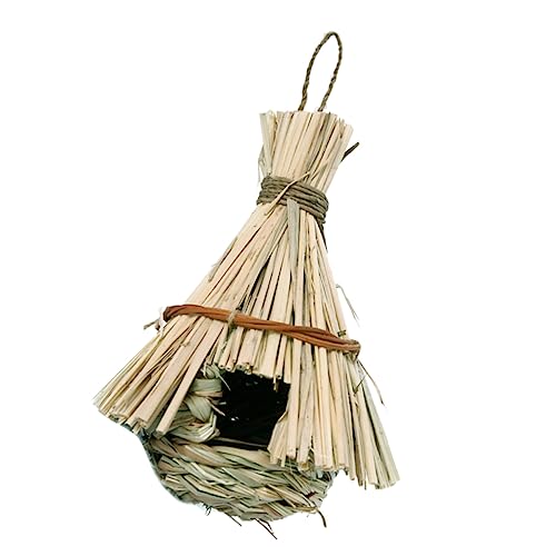 KONTONTY 1Pc Rattan Vogelnest Vogelhaus für Außen Vogelkäfig Ornamente Gras Vogelnest Garten 17 * 17 * 30cm von KONTONTY