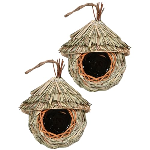 KONTONTY 2er Satz Wetterfeste Vogelhaus Grob Stroh Geflochten Vogel Ruhes Haus Für Vogelfutterplatz KONTONTY 2er Satz Wetterfeste Vogelhaus Grob Stroh Geflochten Vogel Ruhes Haus Für Vogelfutterplatz von KONTONTY