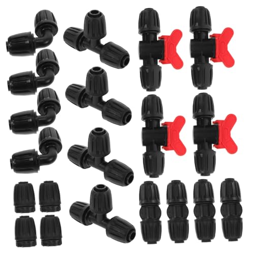 KONTONTY 20st Tropfbewässerungsanschluss Bewässerungssystem Für Rasen Pflanzenbewässerungsgeräte Fittings Für Bewässerungsschläuche Schlauchverteiler Tropfschlauch Anlage Black Sport von KONTONTY