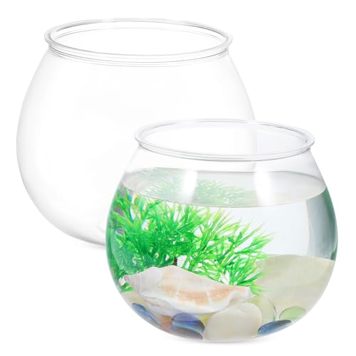 KONTONTY 2St Landschaft kleines Aquarium Rundes Terrarium Fischschalen- Schüsseln Pflanztopf für Aquarien pflanzenlampe Vase Fischschalen aus Kunststoff Aquarium für Goldfische Plastik von KONTONTY