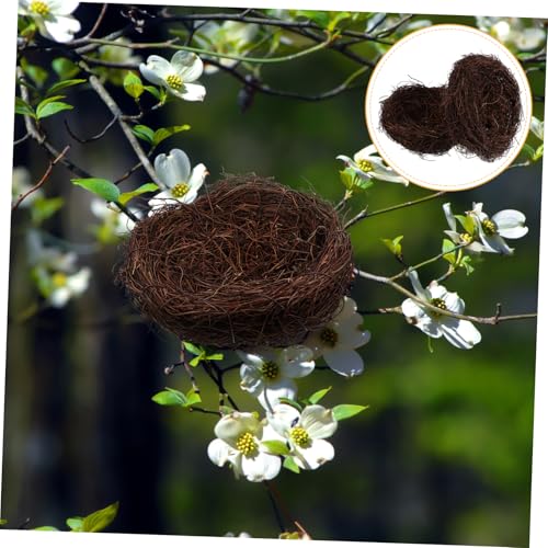 KONTONTY 2PCs natürliche Rattan gewebt Vogel Nest künstliche Ornament für Garten Auto Mini dekorative Handwerk von KONTONTY