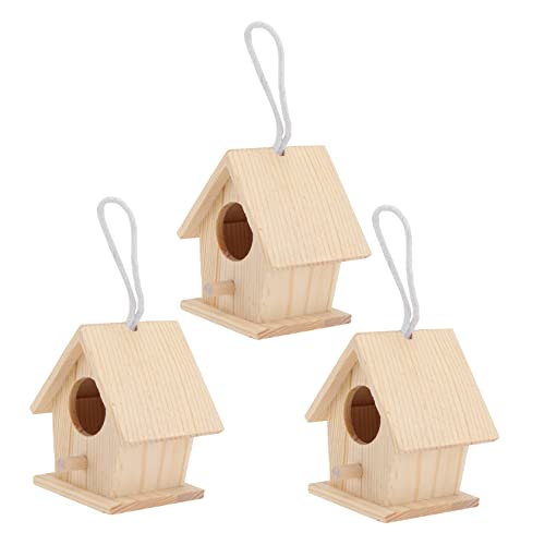 KONTONTY 3St Vogelnest Dekoration Vogelkäfig für Nymphensittiche unfertige Vogelhäuschen Miniatur-Vogelhaus gartendekoration gartendeko rostoptik dekoratives Vogelnest Hofschmuck Holz von KONTONTY