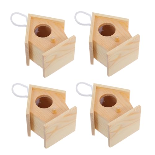 KONTONTY 4 Stücke Kit Lackierbar Vogelhäuschen Unfinished Holz Outdoor Decor Sparrow Vogel Feeder von KONTONTY