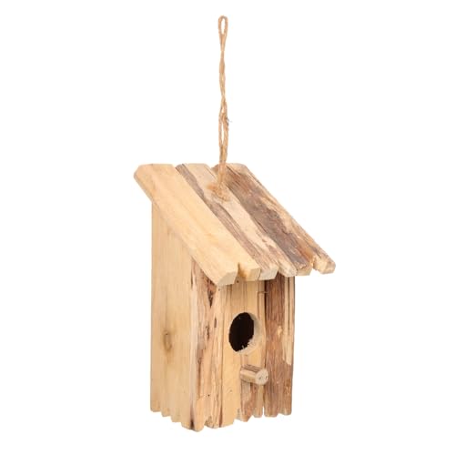 KONTONTY Handgefertigtes Vogelhaus Aus Holz Schlafnest Für Vögel Wetterfest Ideal Für Garten Und Balkon Vogelfutterhaus Mit Kamera Natürliche Holzfarbe von KONTONTY