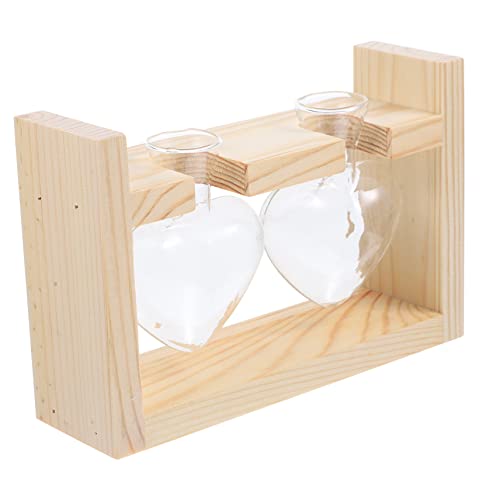 KONTONTY Holzrahmen Für Hydroponischen Behälter Herzpflanzen Terrarium Blumentöpfe Drinnen Mittelstück Pflanzenvase Anlage Vasendekoration Für Zu Hause Hydroponische Pflanzen Luft Klar Glas von KONTONTY