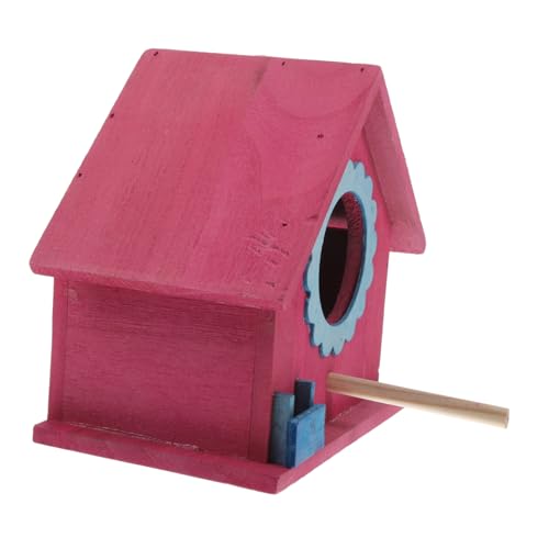 KONTONTY Vogelhaus Aus Holz Vogelnest Hängendes Vogelhaus Für Draußen Vogelbrut Nisten Vogelfutteraufhänger Für Draußen Vogelhaus Terrassendekoration Vogelversteck Hütte Rot Plastik von KONTONTY