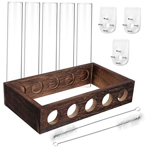 KONTONTY 5-teiliges Set Wandbehang Reagenzglas Pflanze Holz Rack Ausbreitung Station für Wohnkultur von KONTONTY