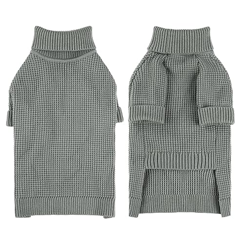 KONVINIT Hundepullover Kleine Mittelgroße Hunde,Winter Warm Hundepulli Rollkragen Hund Pullover Strickpullover für Chihuahua,Dackel,Französische Bulldogge usw.,Grey S von KONVINIT