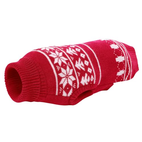 KONVINIT Hundepullover Weihnachten Rollkragen Hunde Weihnachtspullover Xmas Hundepulli mit Schneeflockenmuster für Kleine Mittelgroße Hunde,Hunde Weihnachtsoutfit von KONVINIT