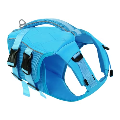 KONVINIT Schwimmweste Hund,Hundeschwimmweste,Schwimmwesten für Hunde -Dog Life Jacket für Kleine Mittel Große Hunde zum Bootfahren,Schwimmen,Surfen,Größenverstellbar mit Griff und Reflektoren von KONVINIT