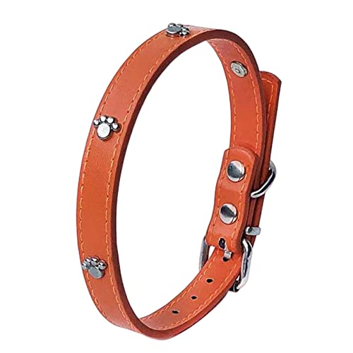 KOOBS Hundegeschirr 10Pc Hundekragen Lederkragen Kleine Hundehalsbänder Kostenlos Welpeversorgungen Haustier Accessoires Pfoten Lederkragen-E,1.5X40Cm von KOOBS