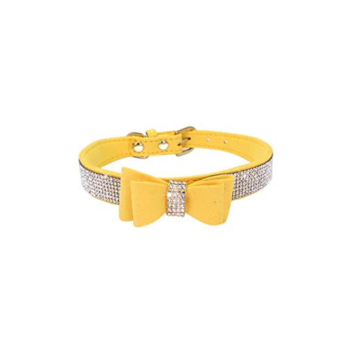 KOOBS Hundegeschirr Glitzer Strass -Welpe -Katzenkragen Verstellbarer Leder -Bogenknoten Für Kleine Mittelgroße Hunde Katzen Hunde Haustierkragen Accessoires-T,M von KOOBS