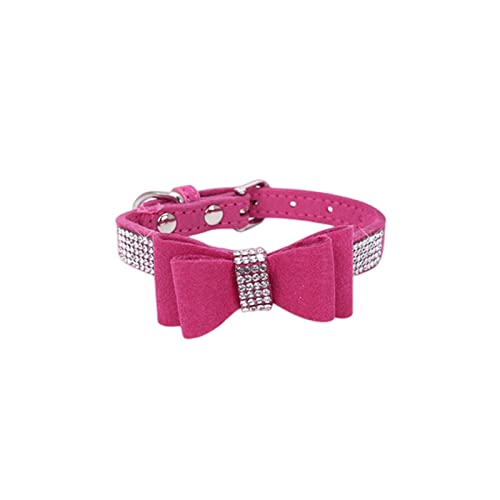 KOOBS Hundegeschirr Glitzer Strass -Welpe -Katzenkragen Verstellbarer Leder -Bogenknoten Für Kleine Mittelgroße Hunde Katzen Hunde Haustierkragen Accessoires-W,Xs von KOOBS