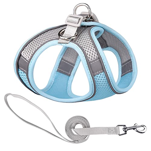 KOOBS Hundegeschirr Haustier -Leine Reflektierende Haustier Brustgurt Atmungsaktivem Hund Leine Bequeme Hundeleine Katze Leine-Blue.Grey,M von KOOBS