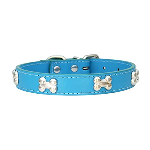 KOOBS Hundegeschirr Haustierhundkragen Leder Langlebige Haustier Supplies Accessoires Hundekragen Welpe Mopskragen Kleine Mittelgroße Hunde-Blue,Xs von KOOBS