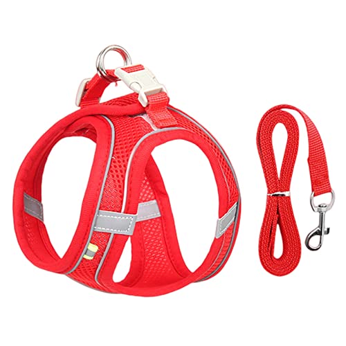 KOOBS Hundegeschirr Hundekabelbaum -Set Für Kleine Hunde Verstellbare Welpen Katzenkabelbaumweste Hunde Im Freien Im Freien Leine-Red,S 3-4.5 Kg von KOOBS