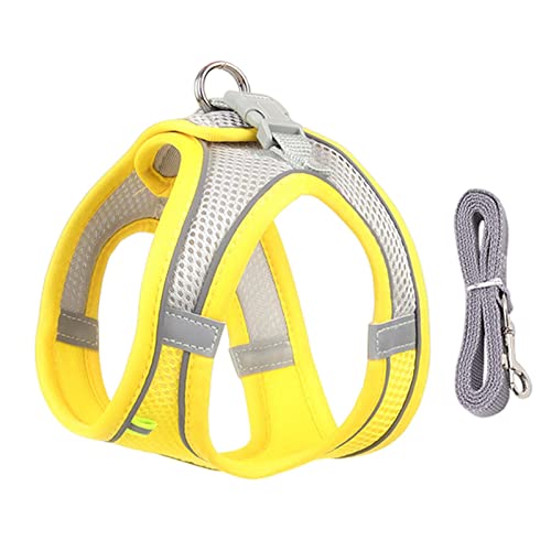 KOOBS Hundegeschirr Hundekabelbaum -Set Für Kleine Hunde Verstellbare Welpen Katzenkabelbaumweste Hunde Im Freien Im Freien Leine-Yellow,M 5-7 Kg von KOOBS