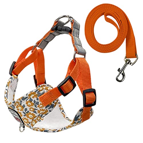 KOOBS Hundegeschirr Kleiner Und Mittelgroßer Hunde Reflektierender Gurtweste Nicht-Pull-Hundegurt Kleiner Hund Walking Leine-Orange,S 2-3 Kg von KOOBS