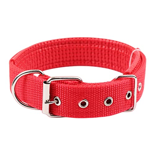 KOOBS Hundegeschirr Massives Hundehalsband Nylon Hundehalsband Für Kleine Mittelgroße Bis Große Hunde Teddy Corgi Pit Bull Bulldogge Beagle-Red,XXL von KOOBS