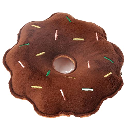 KOOBS Hundespielzeug 2Pc Pet Toys Plush Squeaky Toys Anti-Bite Clean Welpen Training Spielzeug Weiches Gemüse Früchte Haustier Vorräte-Brown Donut von KOOBS