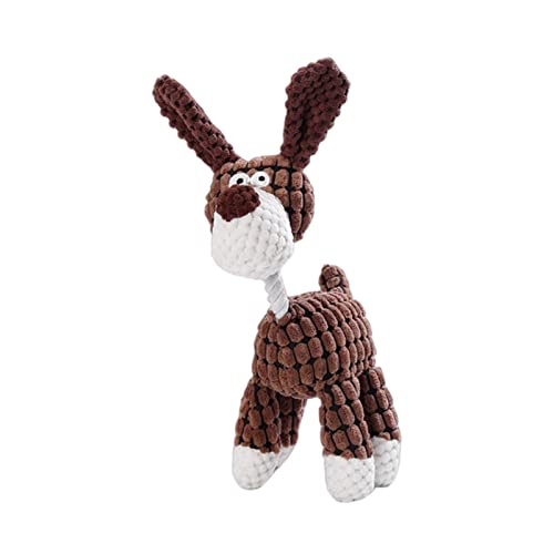 KOOBS Hundespielzeug Plüsch Hund Spielzeug Tierform Biss Resistant Quietschen Spielzeug Cord -Hundespielzeug Kleiner Hund Welpe Haustier Training Accessoires-Brown von KOOBS