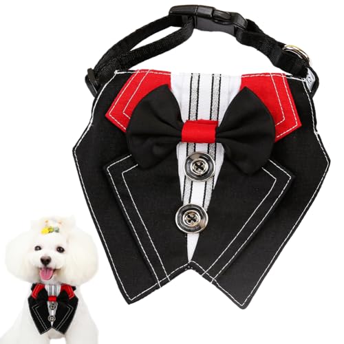 Hundeanzug, Halstuch, Halsband mit Fliege, verstellbar, für formelle Hunde, Verlobung, Geburtstag, Geschenke für kleine, mittelgroße und große Hunde, Haustiere (Knopf-Modell, XS) von KOOGAL