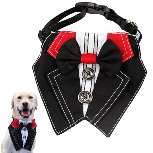 Hundeanzug, Halstuch, Halsband mit Fliege, verstellbares Hundekostüm, formelle Hundekostüme, Verlobung, Geburtstagsgeschenk, für kleine, mittelgroße und große Hunde, Haustiere (Knopf-Modell, M) von KOOGAL