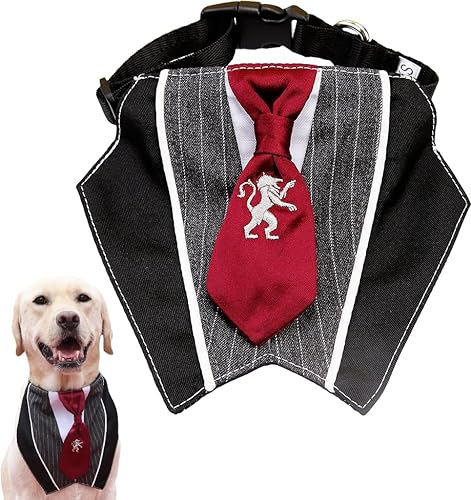 Hundeanzug, Halstuch, Halsband mit Fliege, verstellbares Hundekostüm, formelle Hundekostüme, Verlobung, Geburtstagsgeschenk, für kleine, mittelgroße und große Hunde (Krawatte, Modell M) von KOOGAL