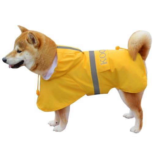 KOOGAL 2XL für kleine Hunde, Regenmantel, Bekleidung, Poncho, wasserdichte Hundekleidung, Haustierjacke, Hunde-Regenmäntel, Jacke (XXL, Gelb) für kleine Hunde von KOOGAL