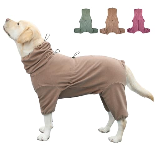 KOOGAL Haustier-Pyjama für große Hunde, extra groß, dehnbar, geeignet für ausgewachsene Hunde, mittelgroße Hunde, große Hunde, vierbeinige Hundekleidung, Hundebekleidung (Kaffee, 4XL) von KOOGAL