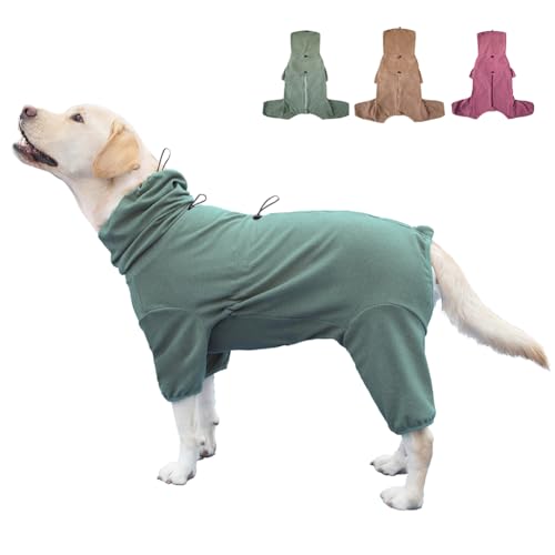 KOOGAL Haustier-Pyjama für große Hunde, extra groß, dehnbar, geeignet für ausgewachsene Hunde, mittelgroße Hunde, große Hunde, vierbeinige Hundekleidung, chirurgische Genesung (Grün, Größe 4XL) von KOOGAL