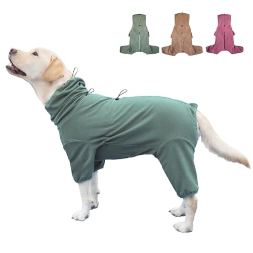 KOOGAL Haustier-Pyjama für große Hunde, extra groß, dehnbar, geeignet für erwachsene Hunde, mittelgroße Hunde, große Hunde, vierbeinige Hundekleidung, Hundebekleidung (Grün, 6XL) von KOOGAL